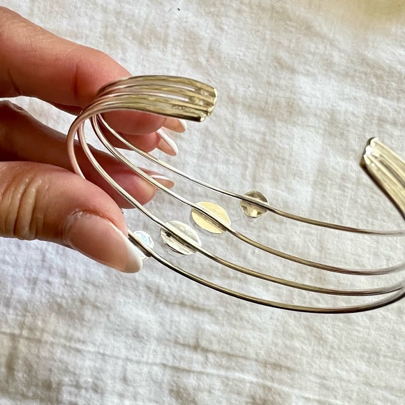 925 Rainbow Flash Moonstone 4 Stone Orbit Cuff Bracelet - Picture 10 of 11